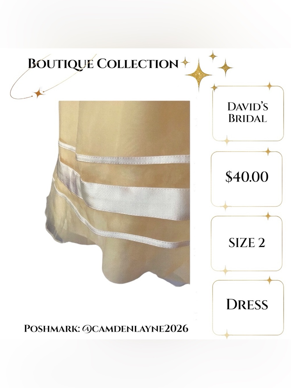 David's Bridal Butter Yellow Halter Mini Dress with Striped Hem - Picture 5 of 6